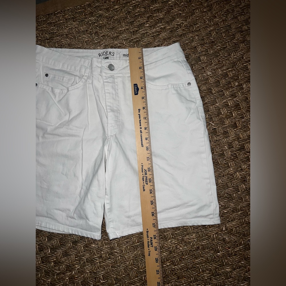 White Mid Rise Denim Shorts - Picture 4 of 8